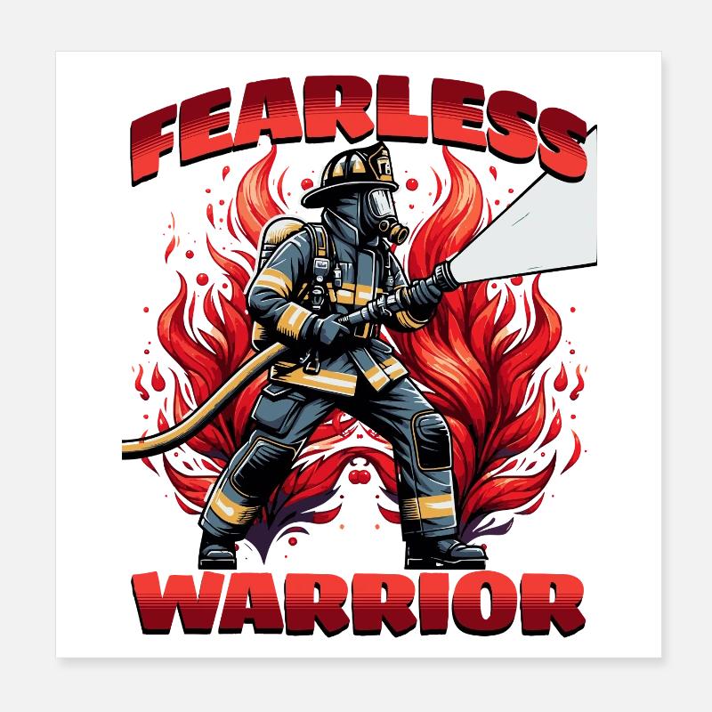 Fearless firefighter, firefighter hero Poster 8" x 8" (20x20 cm)