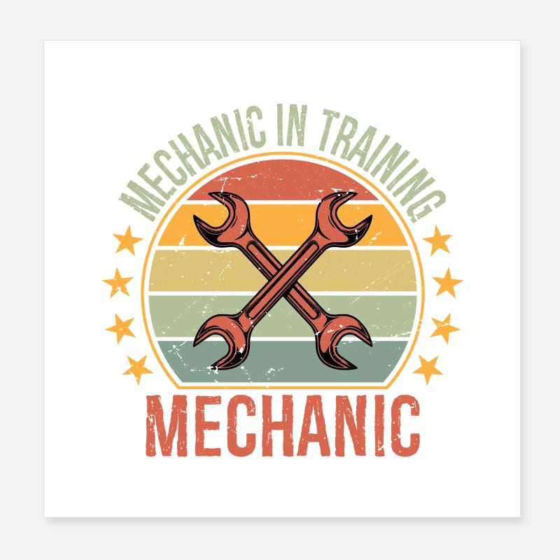 Car Garage Mechanic In Training Auto Technician Poster 8" x 8" (20x20 cm)