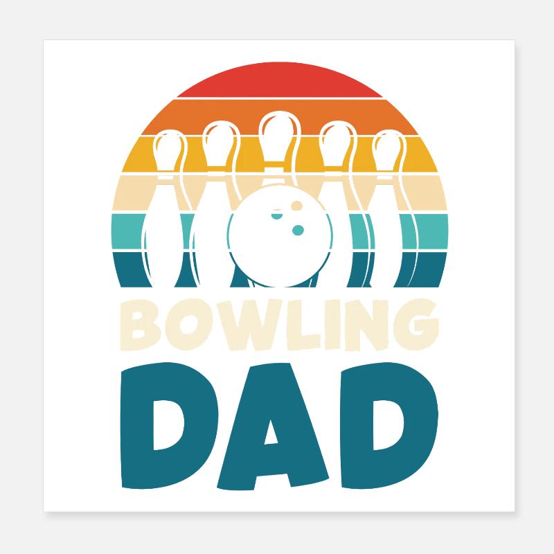 Bowling Dad Rétro Design Poster 20 x 20 cm