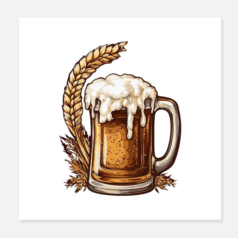 Bière Bière Verre Bière de blé - Poster 20 x 20 cm - blanc
