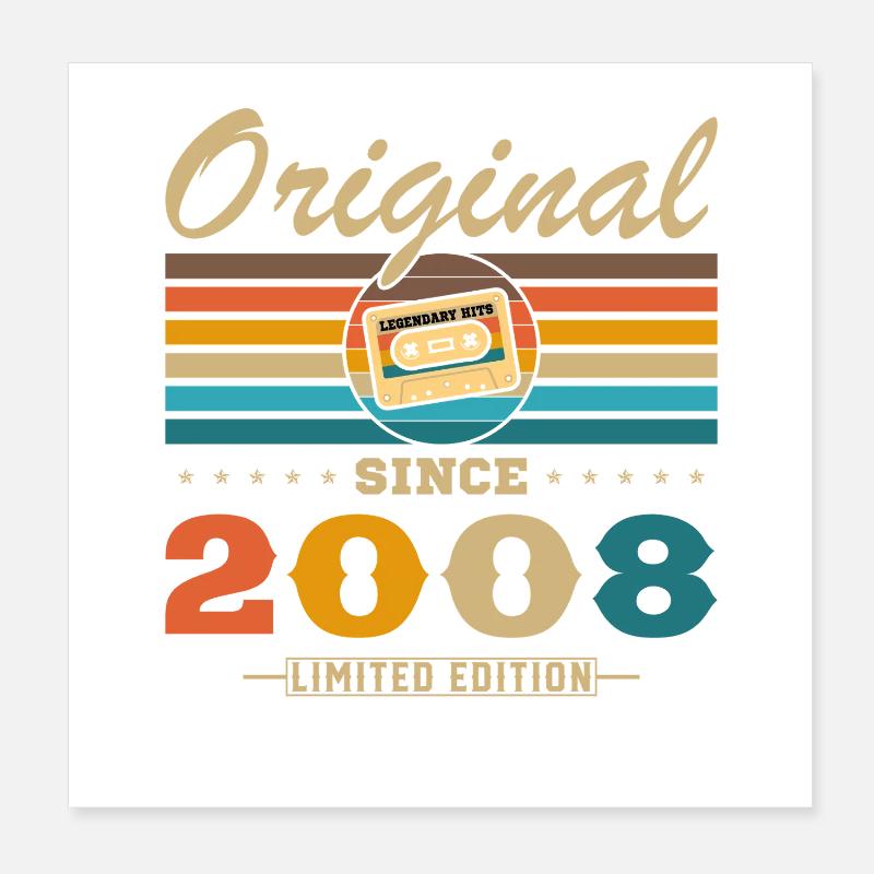 2008 Vintage Retro Geburtstagsgeschenk Poster 20x20 cm
