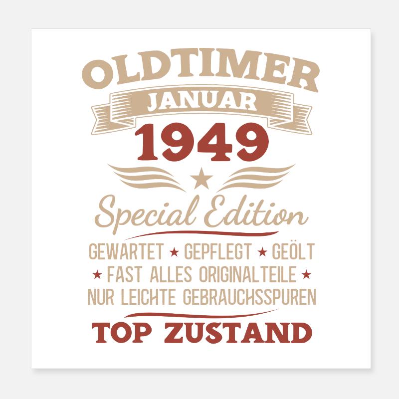 77. Geburtstag Geschenk Oldtimer Januar 1949 Poster 20x20 cm