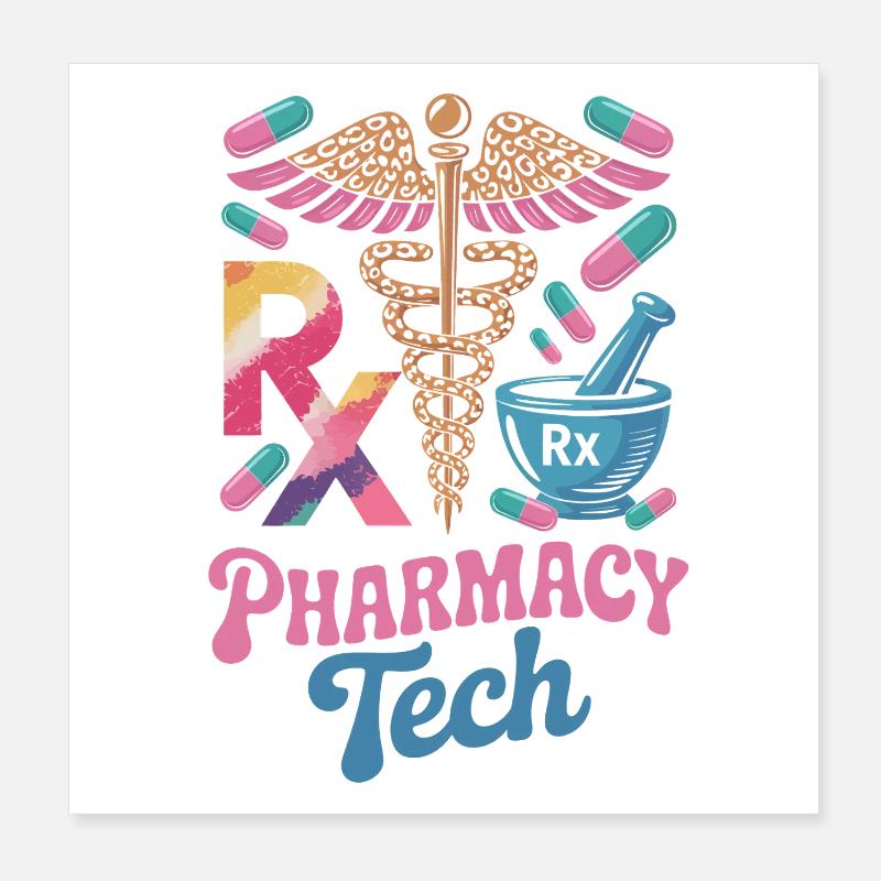 Rx Tech Pharmacy Art Poster 20x20 cm