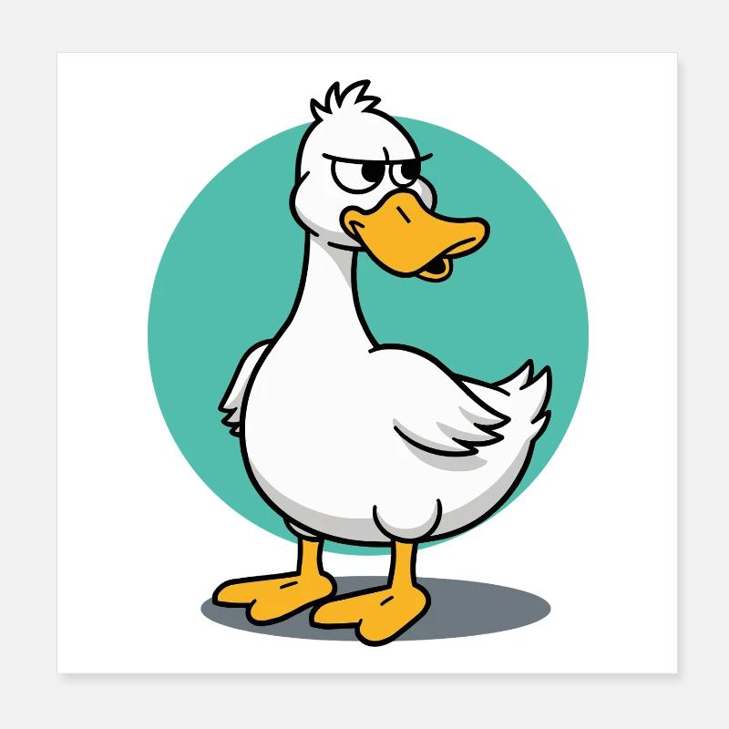 Freche Gans mit wütendem Blick Illustration Poster 20x20 cm