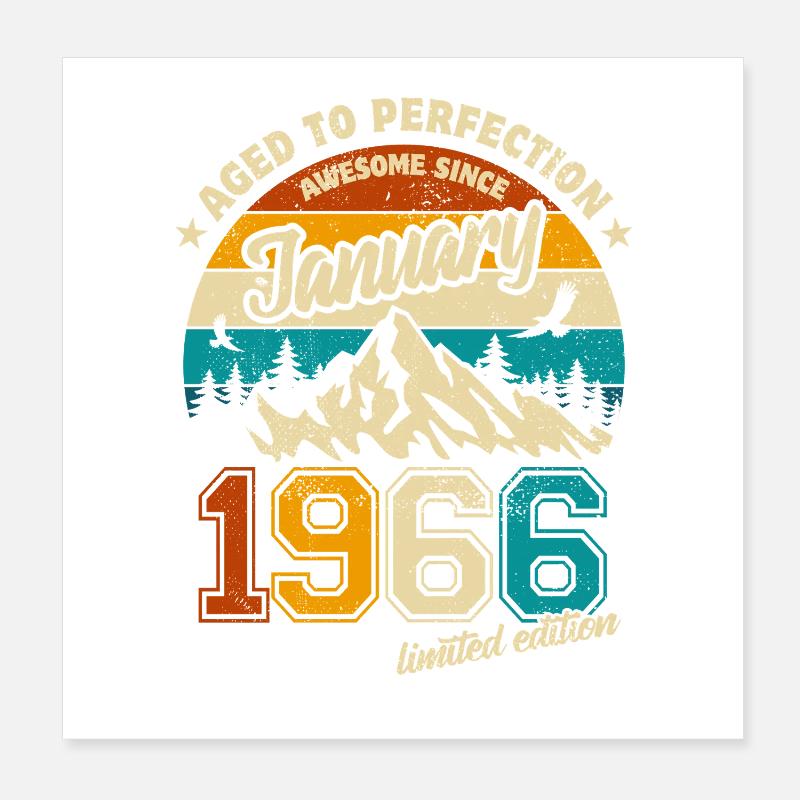 Édition limitée cadeau d’anniversaire de janvier 1966 Poster 20 x 20 cm