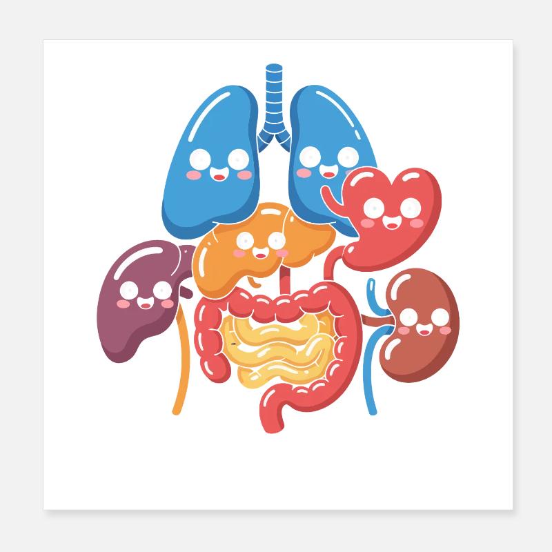 Dessin animé drôle d’organes digestifs Poster 20 x 20 cm