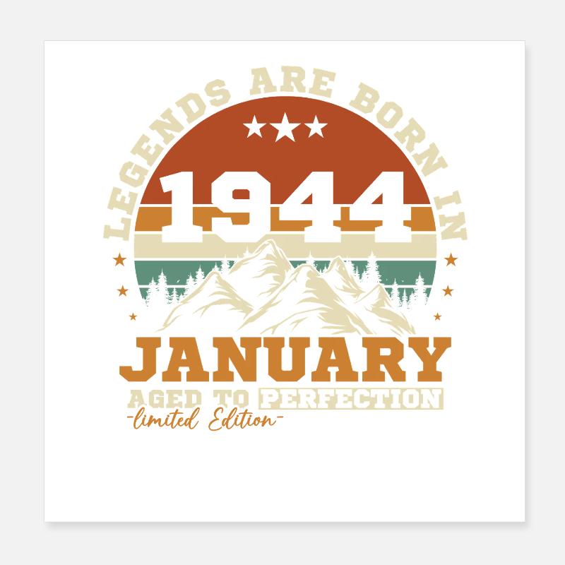 Januar 1944 Vintage-Retro-Geburtstagsgeschenk Poster 20x20 cm
