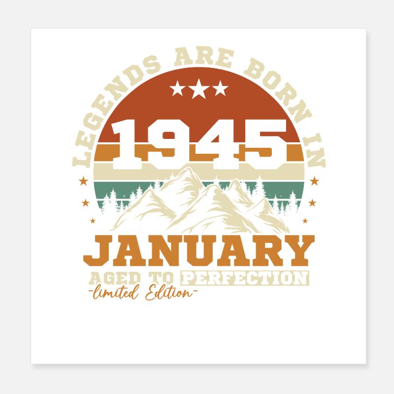 Janvier 1945 Vintage Rétro Cadeau D'anniversaire Poster 20 x 20 cm