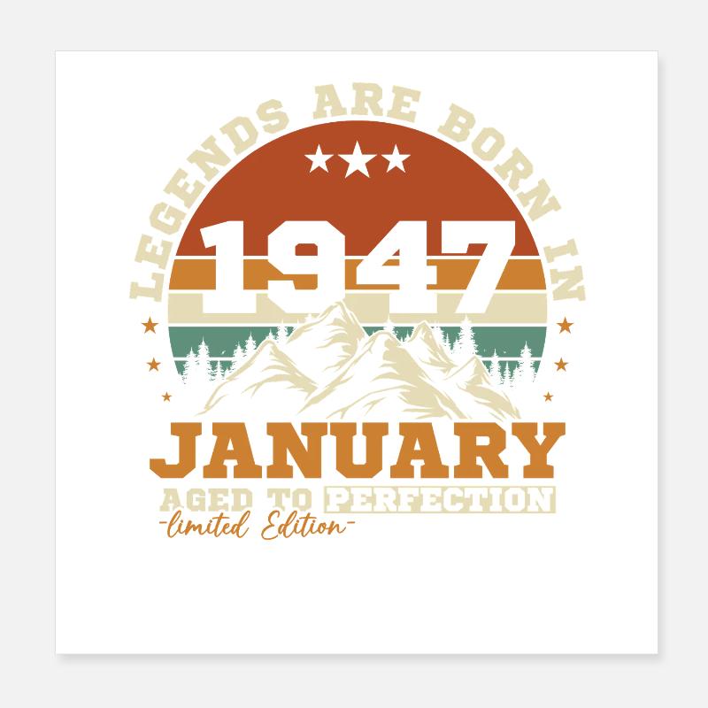 Januar 1947 Vintage-Retro-Geburtstagsgeschenk Poster 20x20 cm