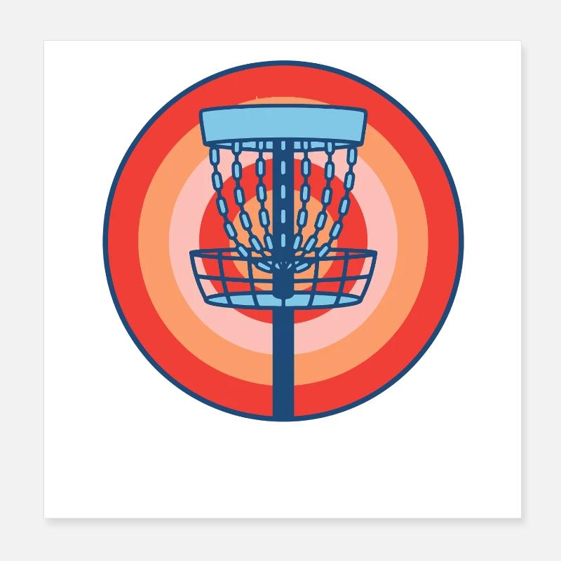 Disc Golf Basket Retro fliegende Discgolf-Szene Poster 20x20 cm