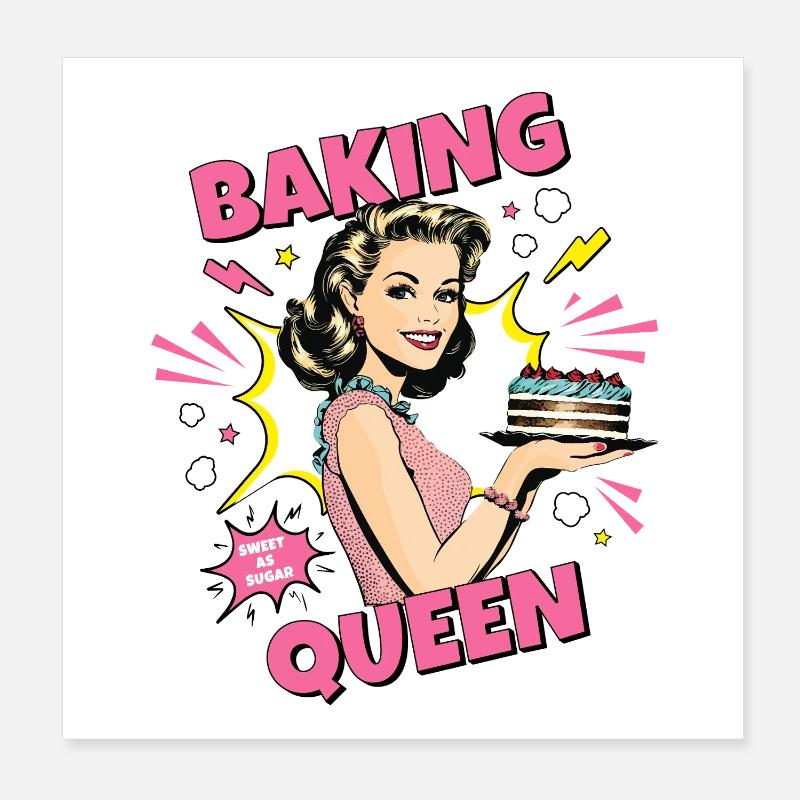Cuisson Gâteau Cuisson Reine Cuisson Fée Boulanger Pop Art Poster 20 x 20 cm