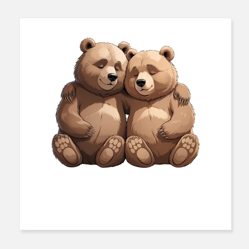 Two cuddly bears hug Poster 8" x 8" (20x20 cm)