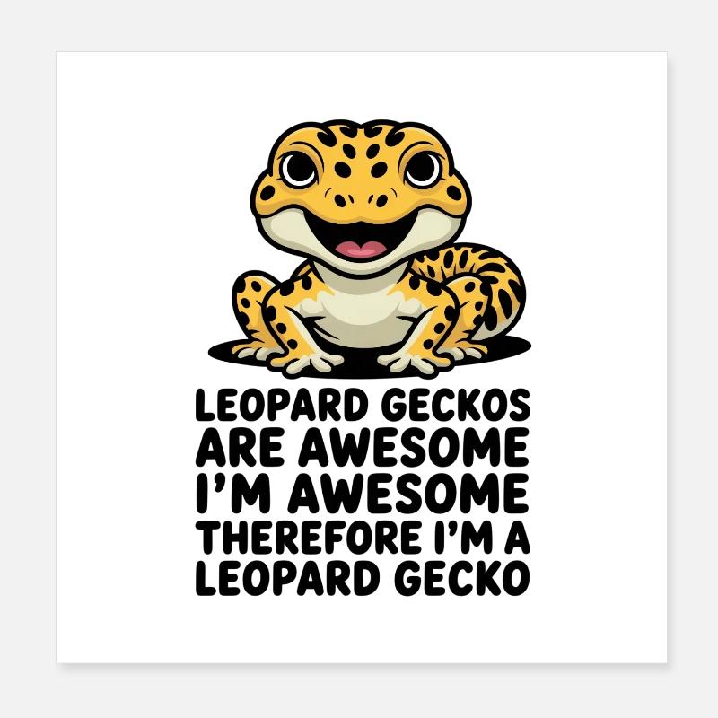 Dessin animé Gecko Léopard : Charme Tacheté Poster 20 x 20 cm
