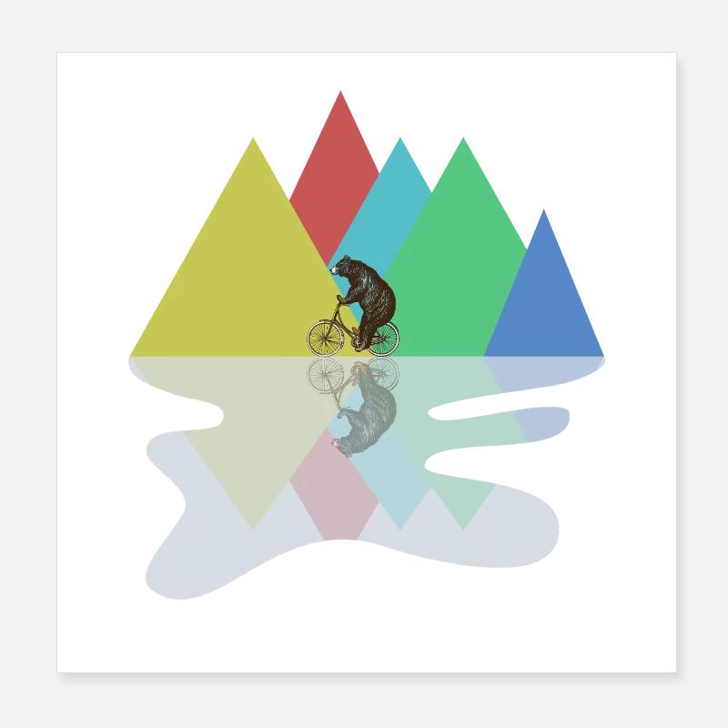 Bear faisant du vélo Poster 20 x 20 cm