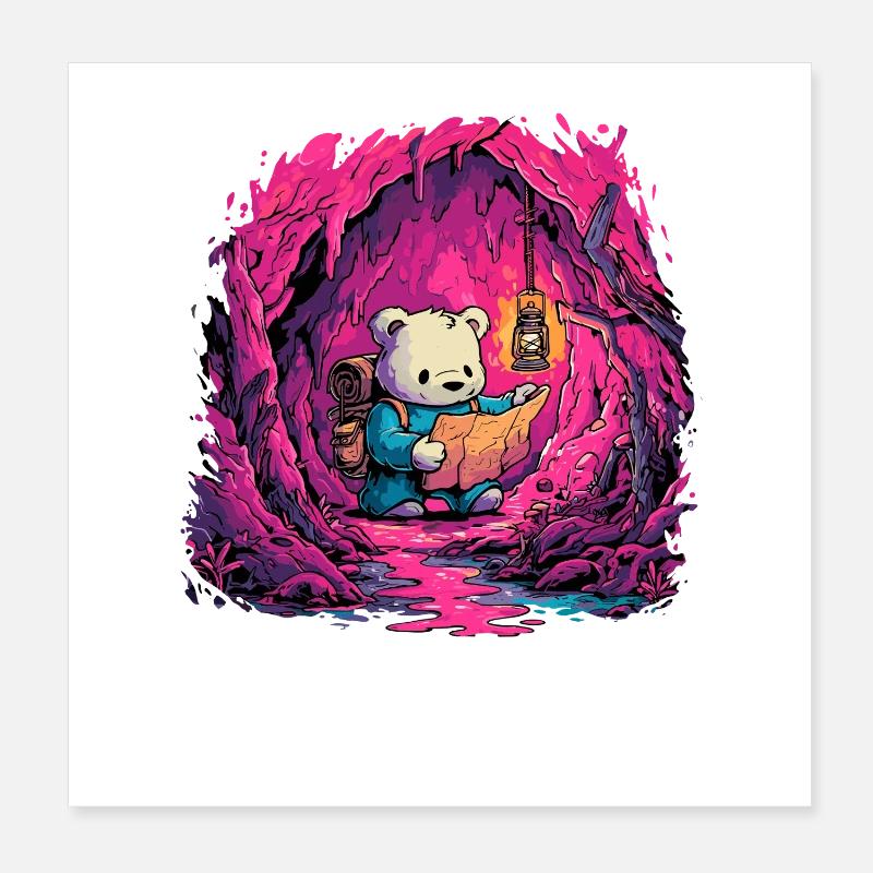 Panda dans la lumière rose de la grotte Poster 20 x 20 cm