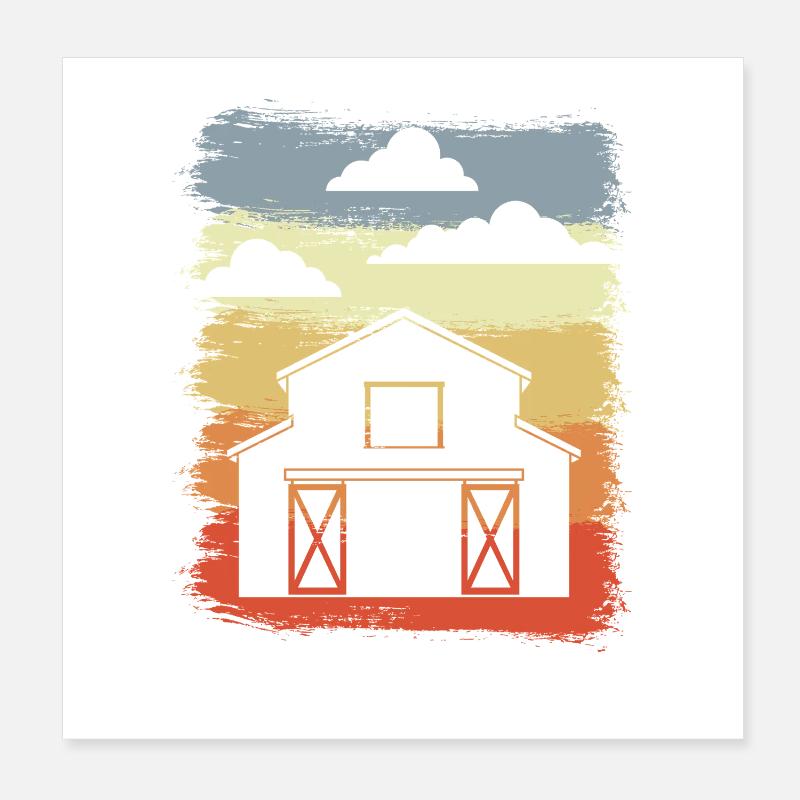 Retro Scheune Poster 20x20 cm
