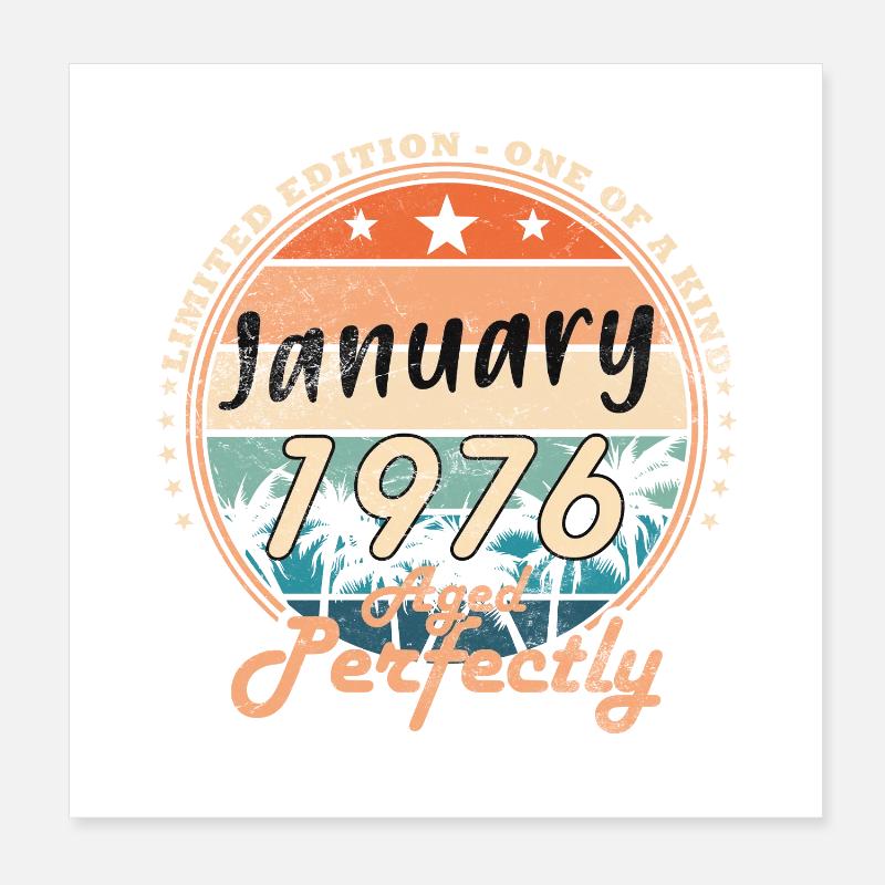 Cadeau d’anniversaire rétro vintage de janvier 1976 Poster 20 x 20 cm