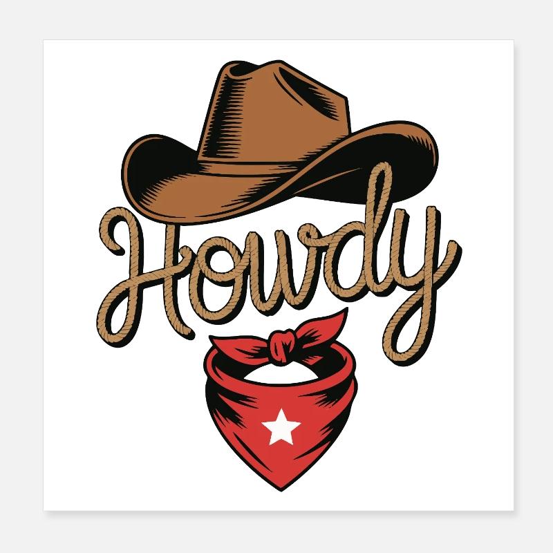 Howdy Cowboy - Conception de corde western Poster 20 x 20 cm