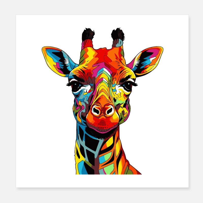 Portrait de girafe Pop Art Poster 20 x 20 cm