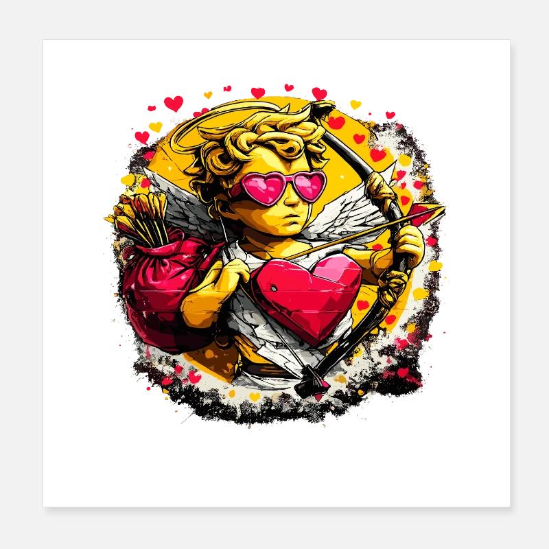 Cupid Graffiti Herzbogen Poster 20x20 cm