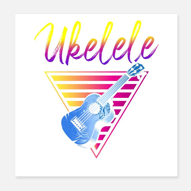 Hawaiian Ukulele Uke Retro 80s 90s Poster 8" x 8" (20x20 cm)