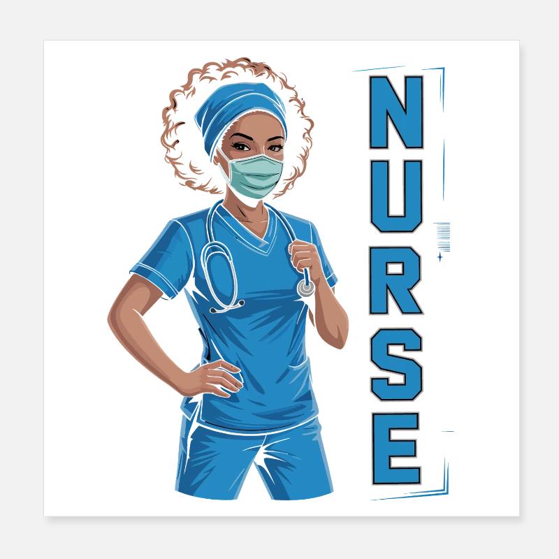 Blaue Pflegerin Power Poster 20x20 cm