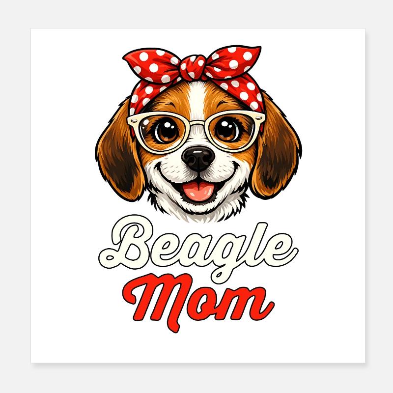 Beagle Mom Mama Retro Vintage Poster 20x20 cm