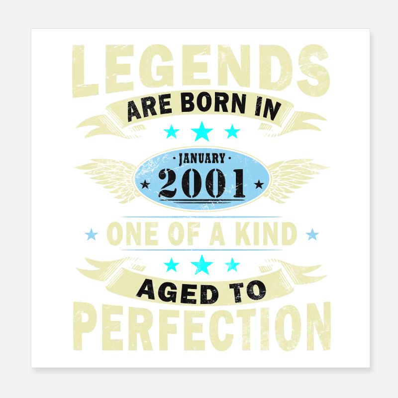25th Birthday Original January Year 2001 Poster 8" x 8" (20x20 cm)
