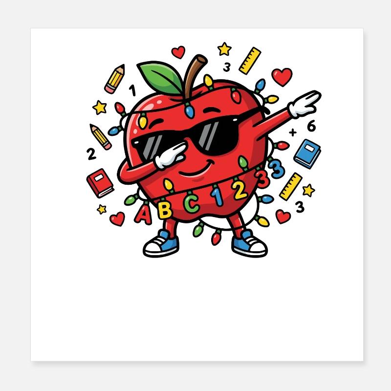 Dabbing Apple 100 Days Of School Dabbing Apple Poster 8" x 8" (20x20 cm)