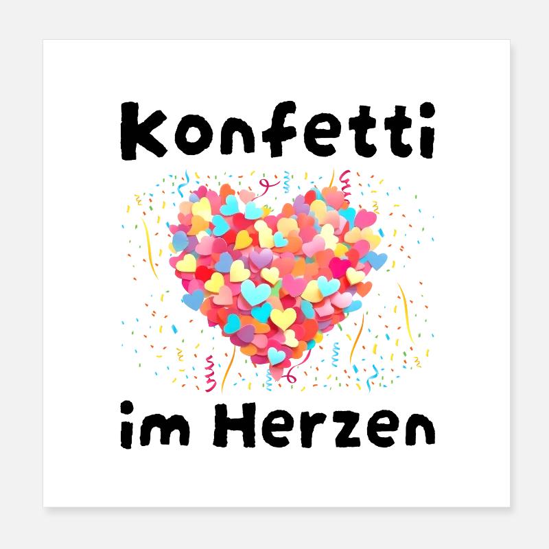 CONFETTIS DANS LE CŒUR – Carnaval Carnaval Party Spruc Poster 20 x 20 cm