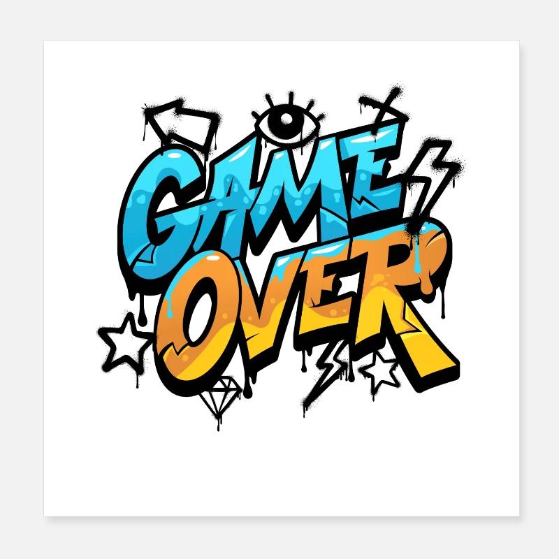 Game Over Graffiti Néon Poster 20 x 20 cm