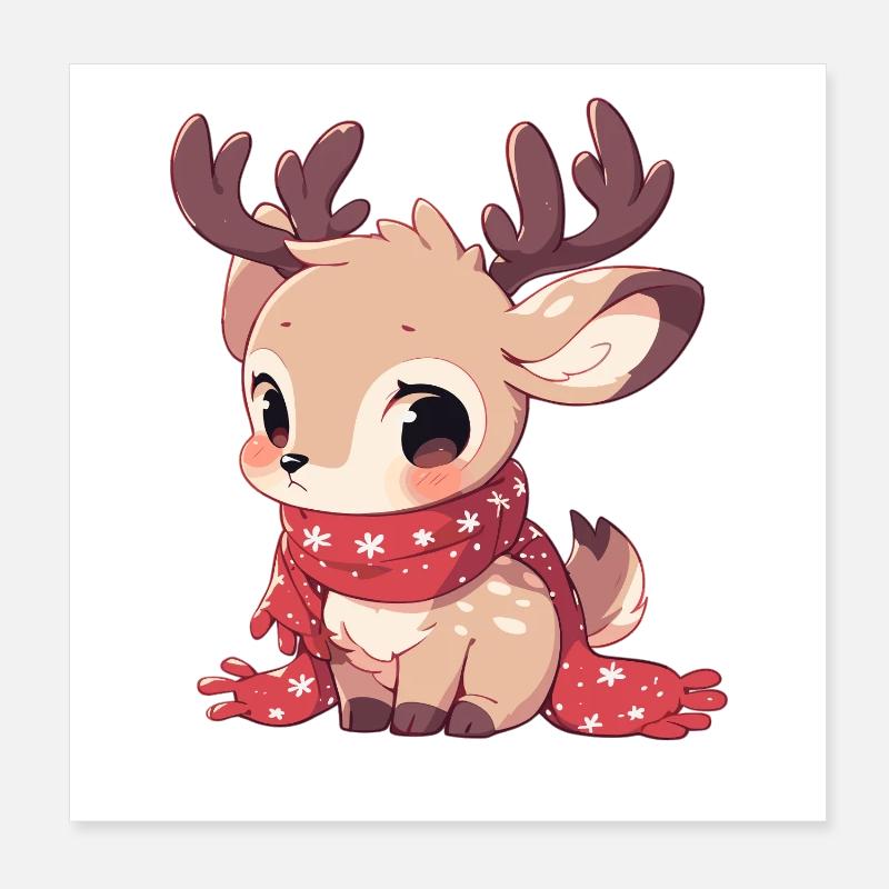 Reindeer Reindeer Poster 8" x 8" (20x20 cm)