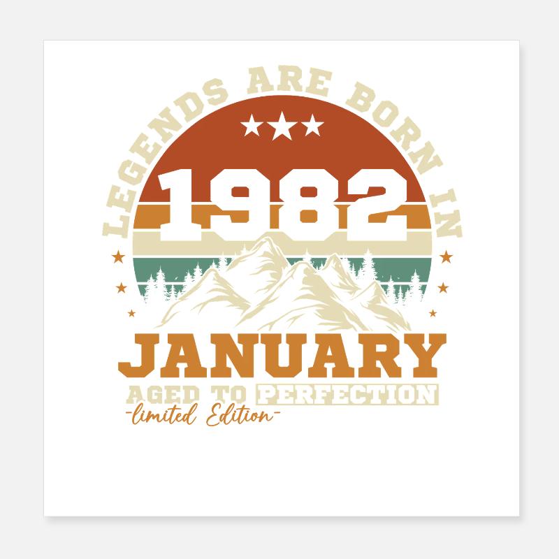 Januar 1982 Vintage Retro Geburtstagsgeschenk Poster 20x20 cm