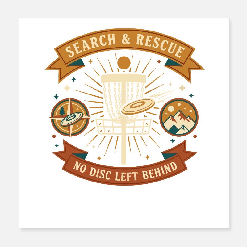 Search And Rescue No Disc Left Behind Disc Golf Poster 8" x 8" (20x20 cm)