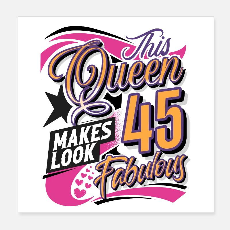 45. Geburtstag Queen Poster 20x20 cm