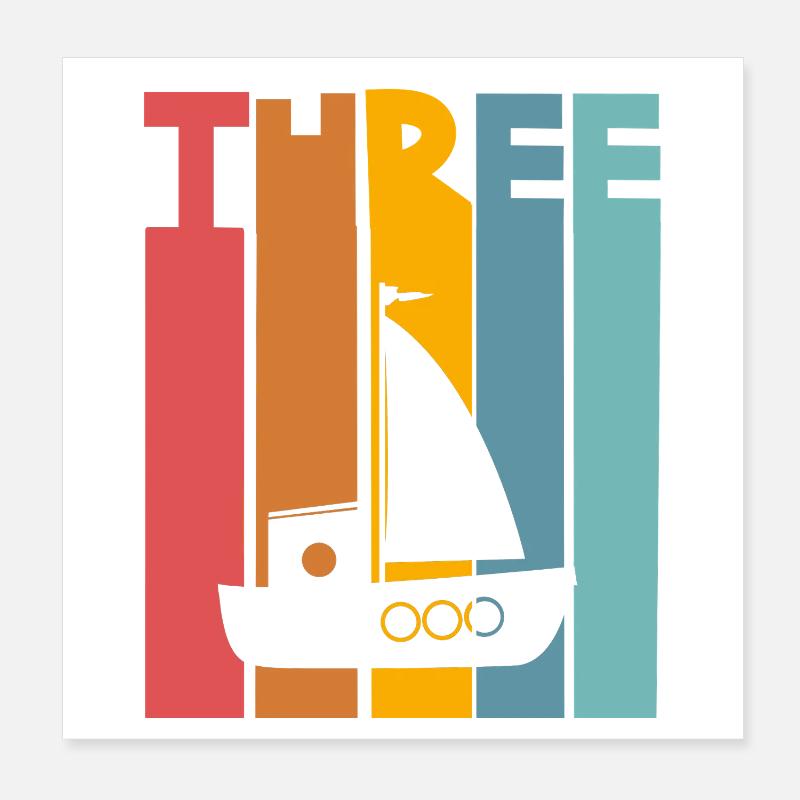 3. Geburtstag Segelschiff Poster 20x20 cm