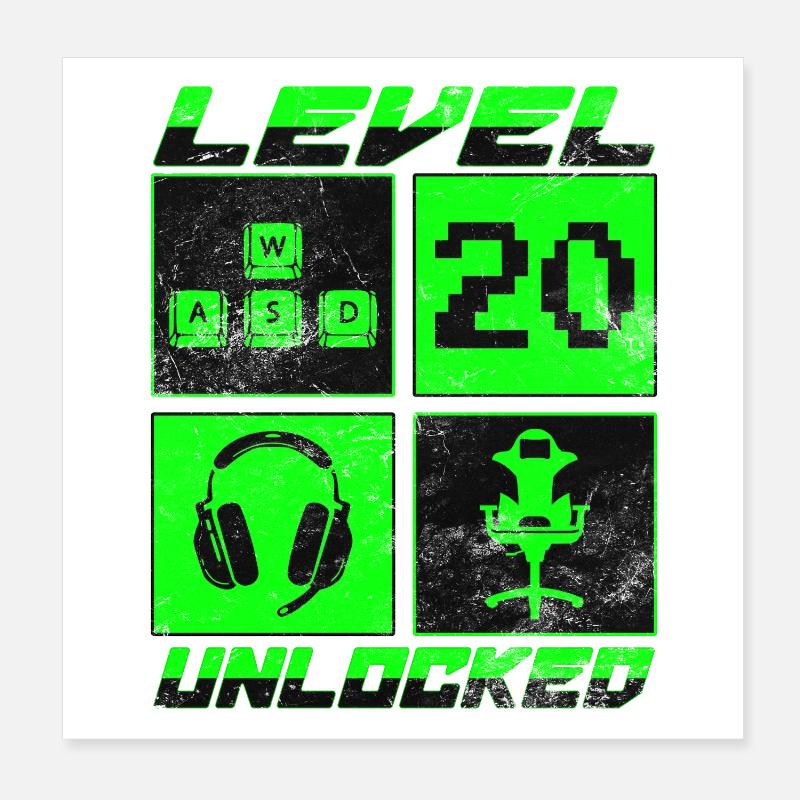 Niveau 20 débloqué Poster 20 x 20 cm