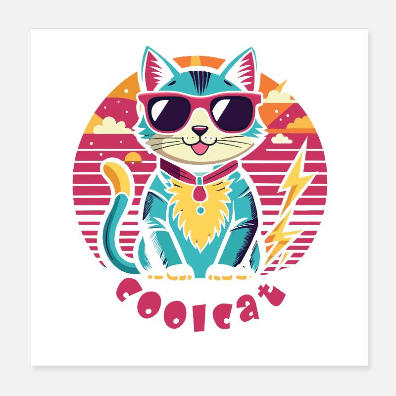 Chat cool avec des lunettes de soleil Poster 20 x 20 cm