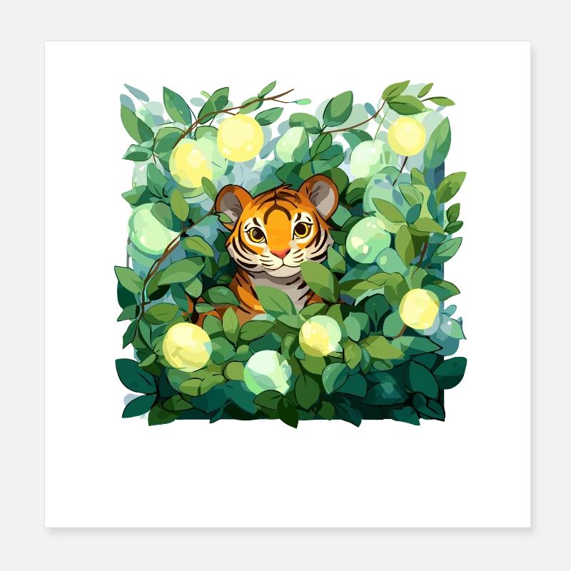 Tigre aux feuilles de citron Poster 20 x 20 cm