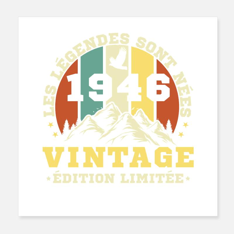 1946 Vintage Retro Geburtstagsgeschenk Poster 20x20 cm