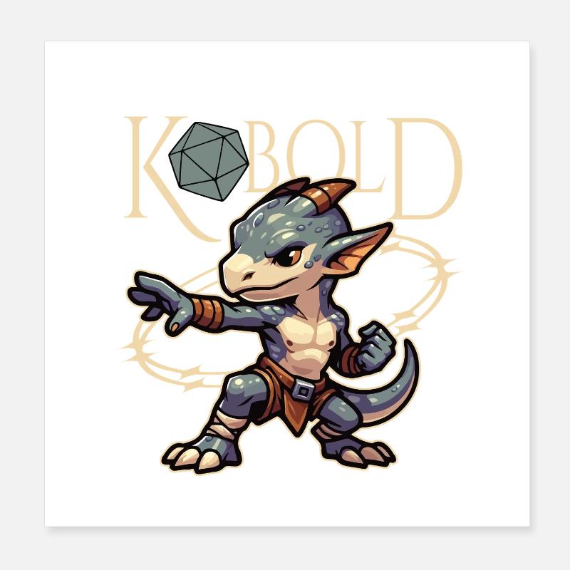 Kobold Warrior and Dice Poster 8" x 8" (20x20 cm)
