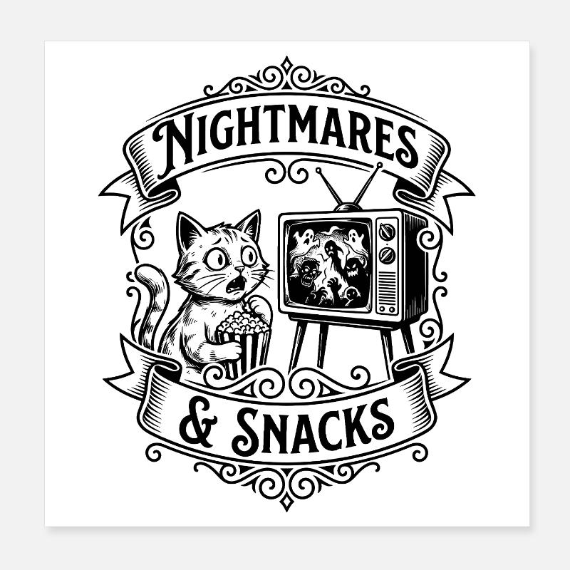 Nightmares & Snacks – Gruselkater Poster 20x20 cm