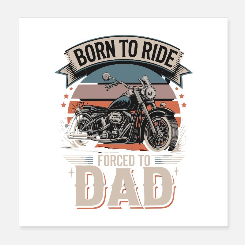 Né pour rouler Forcé à Papa Lustiger Motard Spruch Poster 20 x 20 cm
