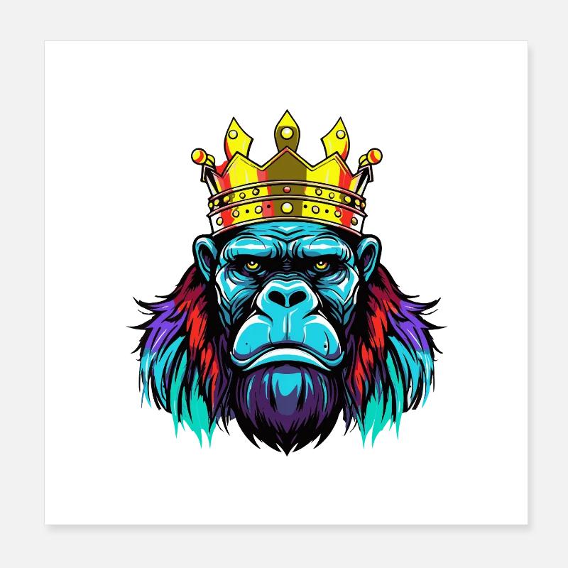 Couronne de néon gorille Poster 20 x 20 cm