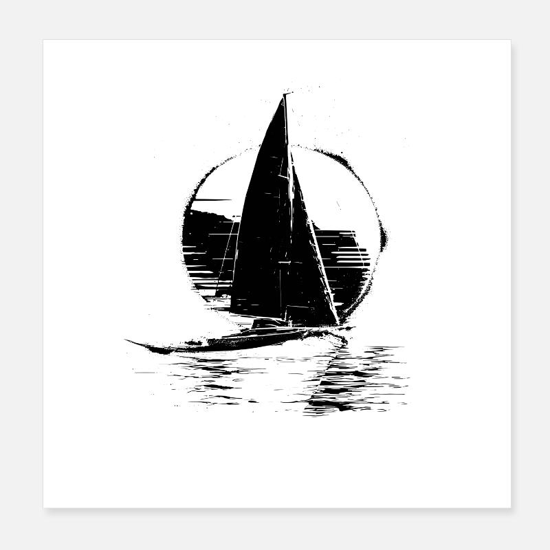 Segelschiff Skizze Poster 20x20 cm