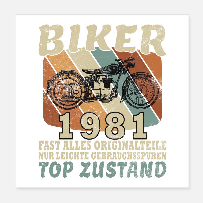 45e anniversaire motard motard 1981 Poster 20 x 20 cm