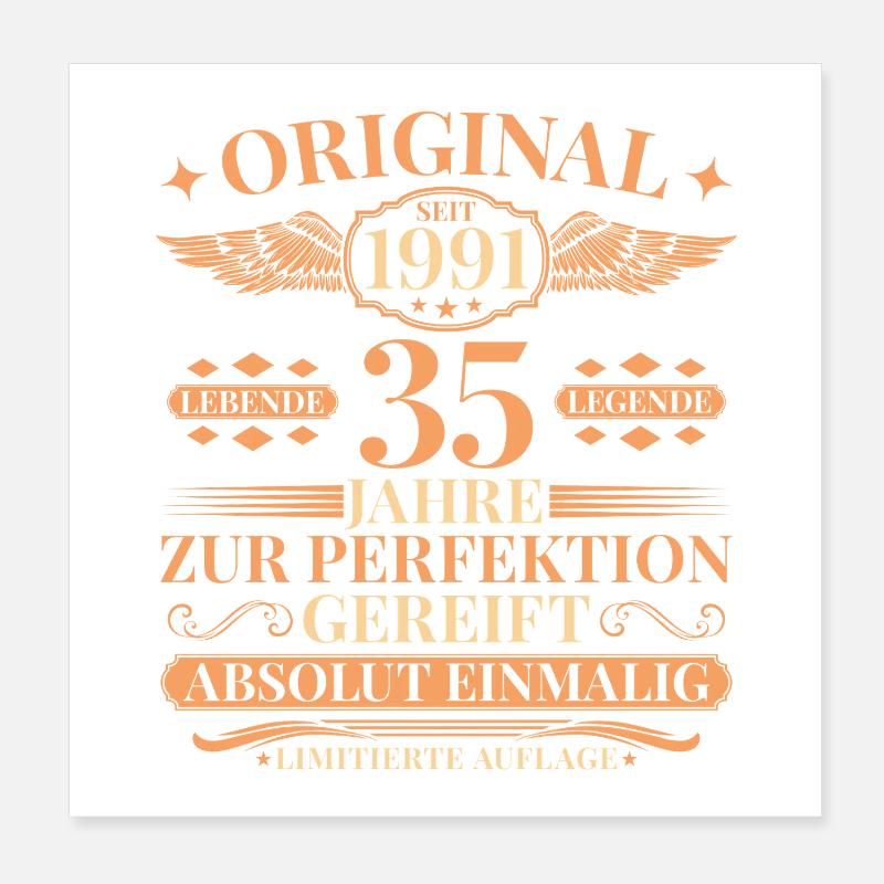 35th Birthday Living Legend since 1991 Poster 8" x 8" (20x20 cm)