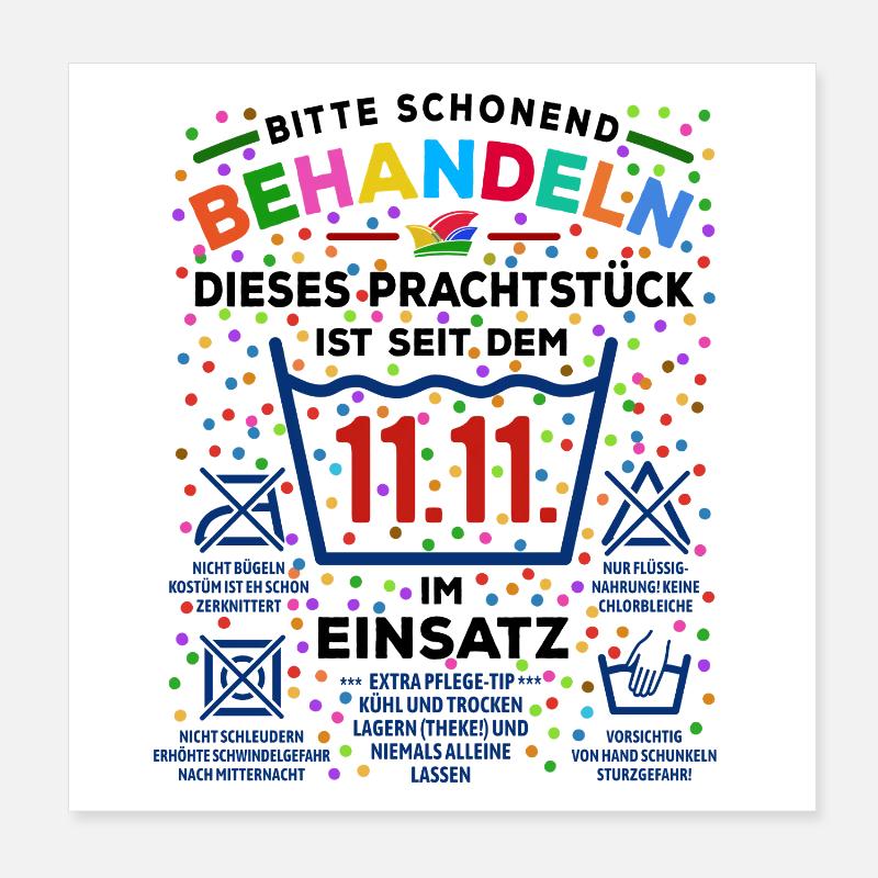 seit 11.11. im Einsatz | Karneval Kostüm Poster 20x20 cm
