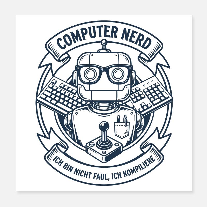 Logo du robot nerd informatique Poster 20 x 20 cm