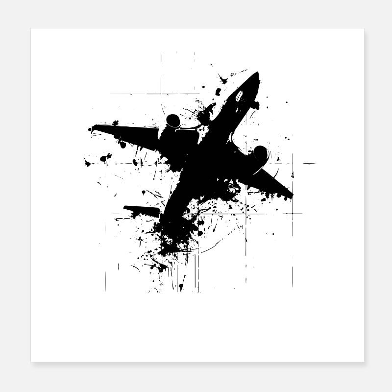 Airplane Drawing Poster 8" x 8" (20x20 cm)